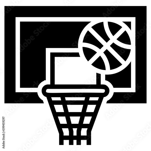 Icon of basketball hoop in solid design