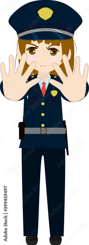 両手を出してストップのポーズの可愛い女の子の警備員のイラスト Vector De Stock Adobe Stock 両手を出してストップのポーズの可愛い女の子の警備員のイラスト Vector De Stock Adobe Stock