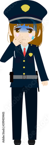 青ざめる可愛い女の子の警備員のイラスト