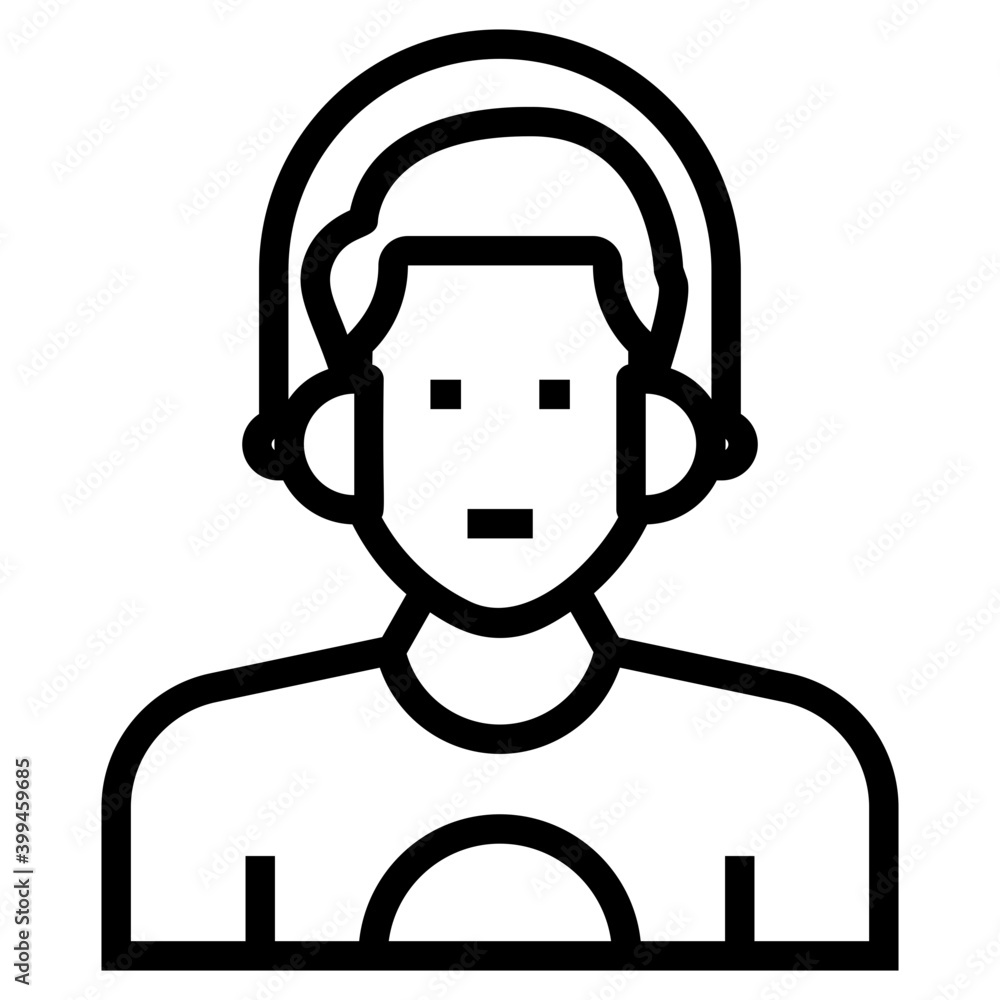 Disc jockey icon in line vector Disc jockey icon in line vector