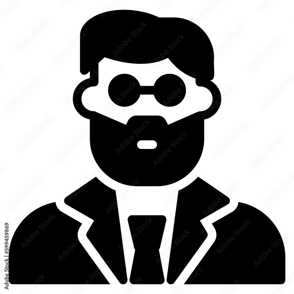 Male detective icon in solid 