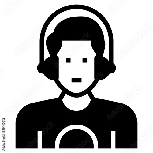 Disc jockey icon in solid vector 