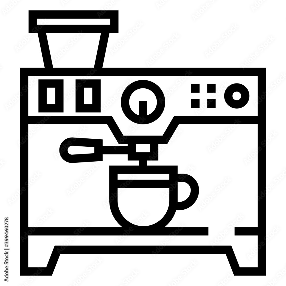Coffee maker icon in line design. Coffee maker icon in line design.