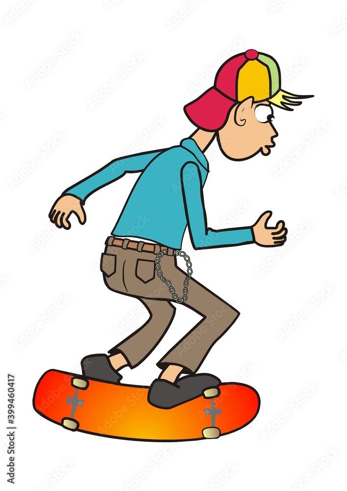 Skateboarder, teenager, funny vector illustration Skateboarder, teenager, funny vector illustration