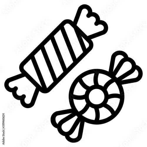 Sweet wrapped candies line icon