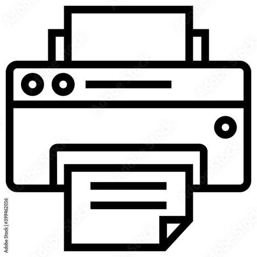 Printing machine icon in line design.