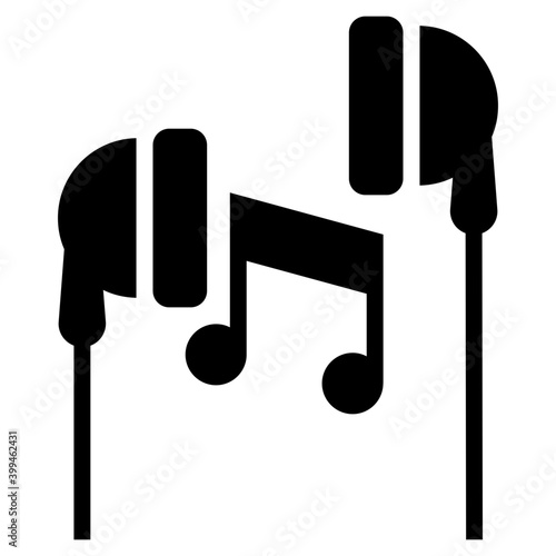 Earphones device vector in line design.