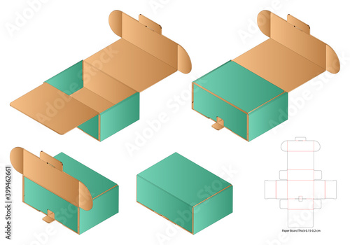 Box packaging die cut template design. 3d mock-up