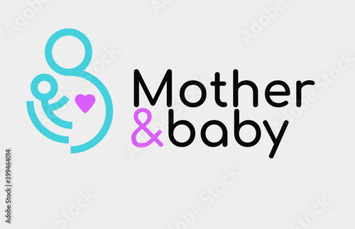 Mother and baby logo. Motherhood logotype