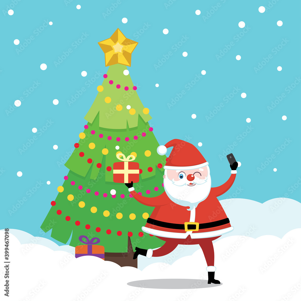 Christmas tree and Santa Christmas tree and Santa