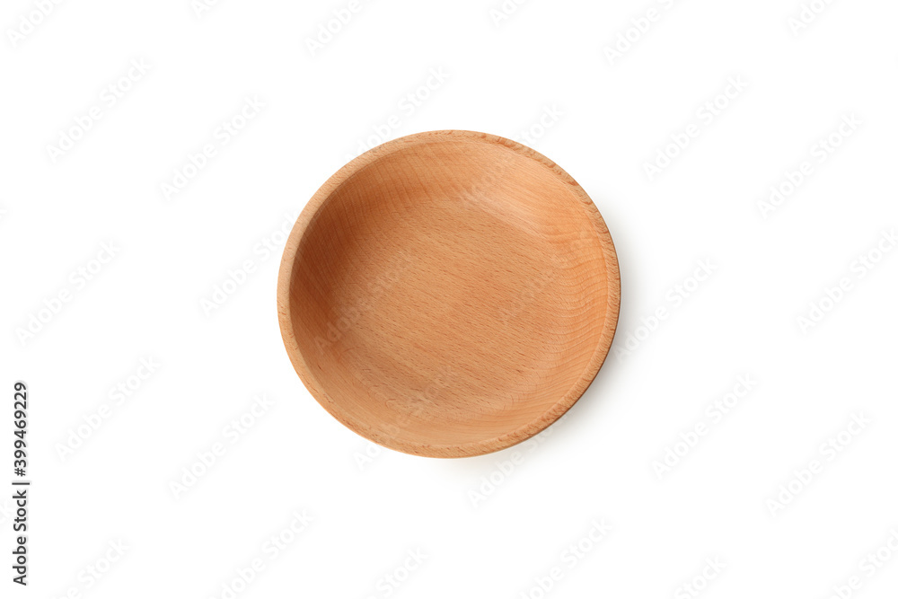 Empty wooden bowl isolated on white background Empty wooden bowl isolated on white background