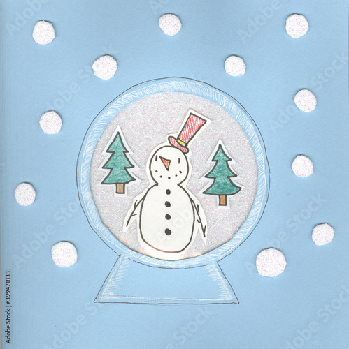 Snow White in a glass ball model made of paper in Christmas decoration