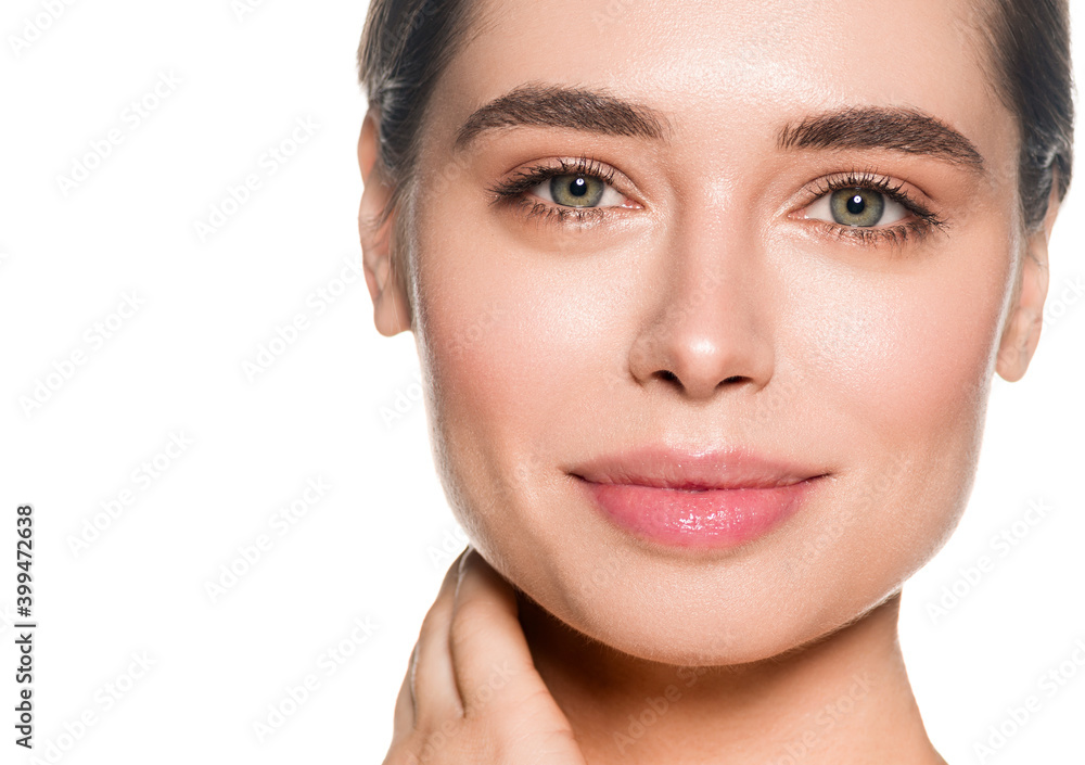 Beautiful woman face with natural make up healthy skin and beautiful eyes Beautiful woman face with natural make up healthy skin and beautiful eyes