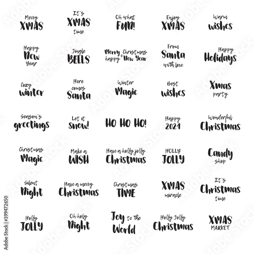 Christmas, New year, seasons greetings hand lettering set