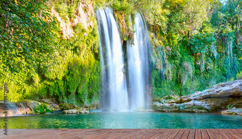 Fototapeta Naklejka Na Ścianę i Meble -  Long exposure photo of Famous Kursunlu Waterfalls - Antalya, Turkey 