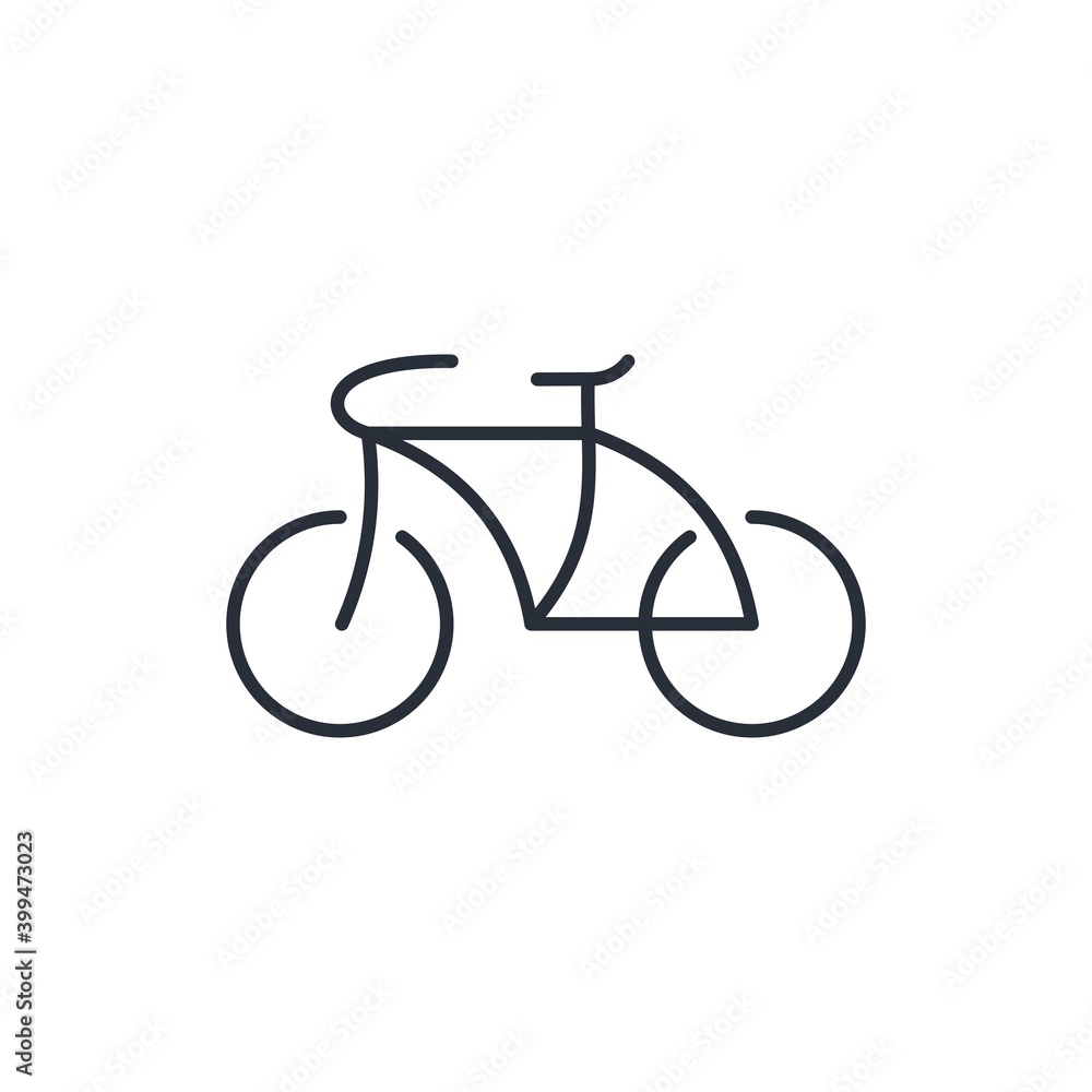 Bicycle. A technical invention to increase speed. Vector linear icon isolated on white background.