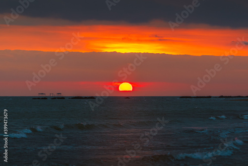 Dawn at sea  dramatic landscape