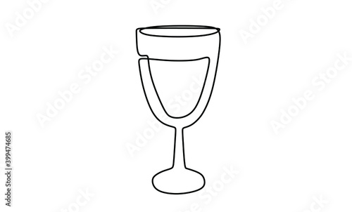 Pinot glass. Continuous one line drawing