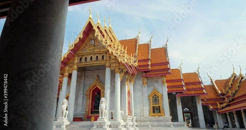 Wallpaper Mural The Marble Temple, Wat Benchamabopit Dusitvanaram a tourist famous landmark which relate to religion in Bangkok Thailand. Amazing Thailand travel concept. Torontodigital.ca