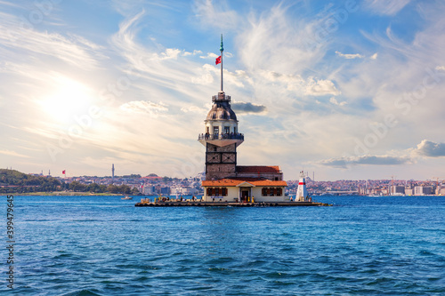 The Maiden's Tower in the Bosphorus strait, famous landmark of Turkey, Istanbul