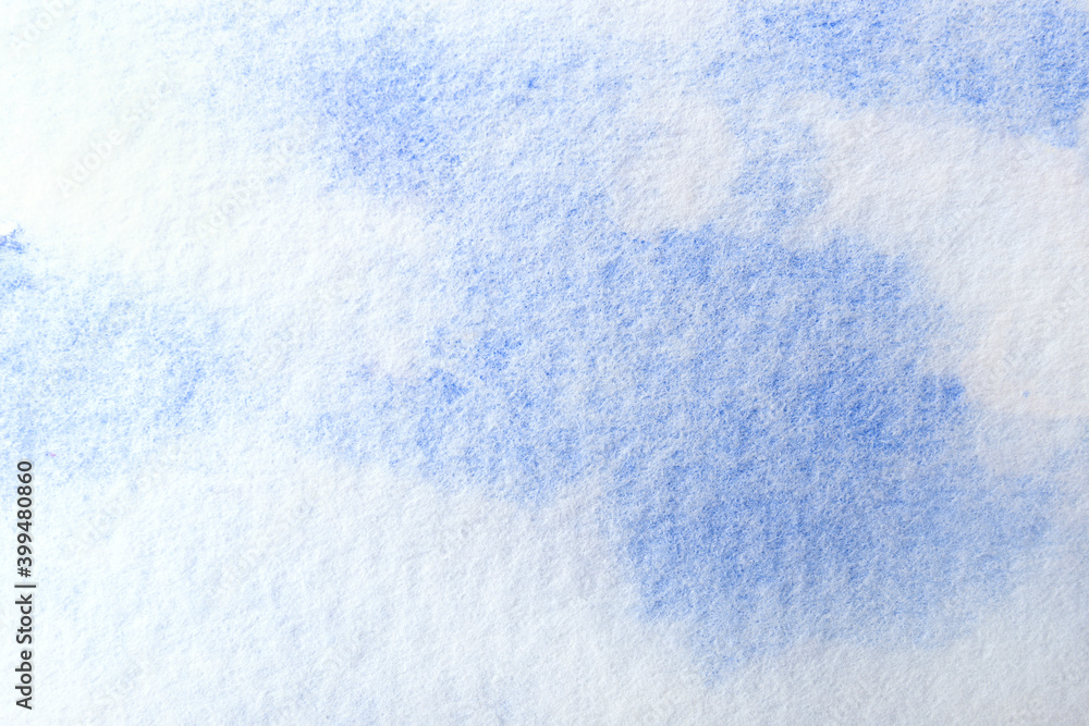 Light blue watercolor background. Aquarelle hand painted texture paper. Drawing concept