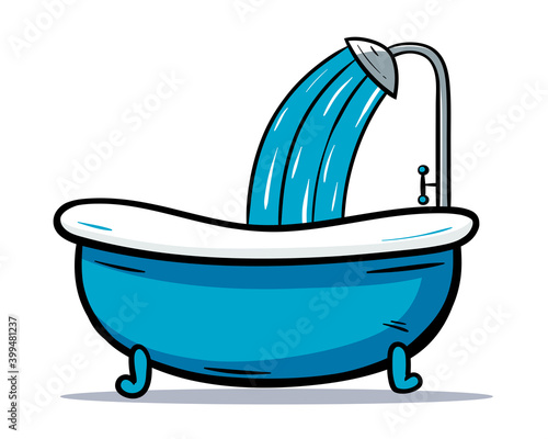 Cartoon  Bathtub with Shower
