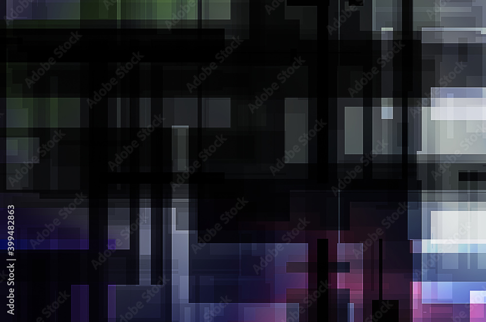 Obraz premium Futuristic abstract geometric wallpaper. Geometrical colorful shapes. Rectangular shapes background. Digital illustration of a tech layout.