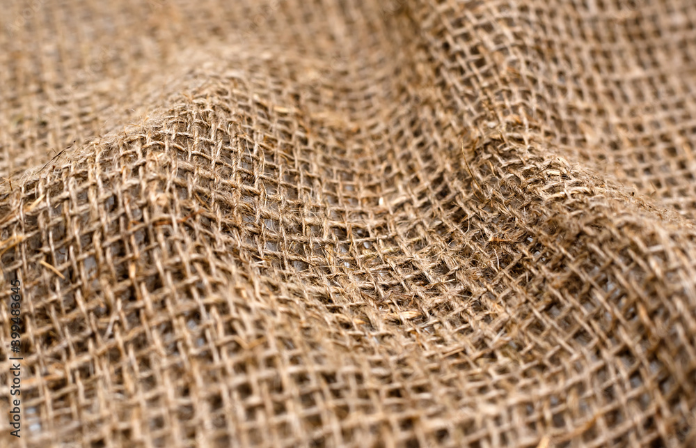 Fototapeta premium A piece of burlap cloth. Burlap close-up. packaging material