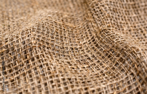 A piece of burlap cloth. Burlap close-up. packaging material