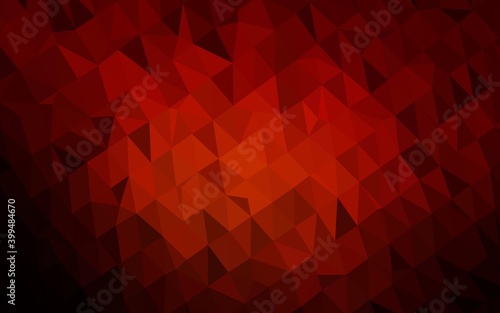 Dark Red vector shining triangular pattern.