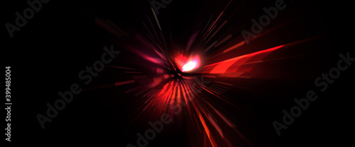 Futuristic lens flare. Light explosion star with glowing particles and lines. Beautiful abstract rays background. © Hybrid Graphics