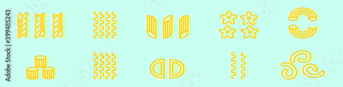 set of macaroni cartoon icon design template with various models. vector illustration isolated on blue background