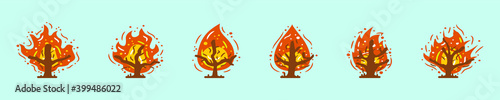 set of burning bush cartoon icon design template with various models. vector illustration isolated on blue background