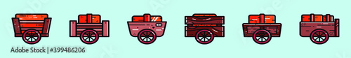 set of hayride cartoon icon design template with various models. vector illustration isolated on blue background
