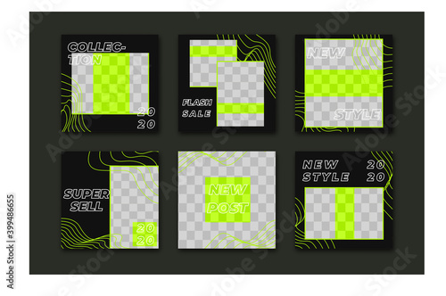 Instagram post collection template Premium Vector