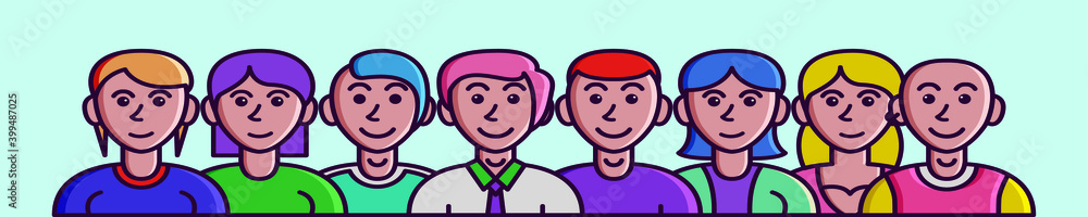 set of avatar cartoon icon design template with various models. vector illustration isolated on blue background set of avatar cartoon icon design template with various models. vector illustration isolated on blue background