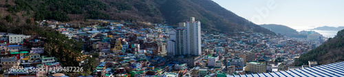 Happy trip in Gamcheon Culture village Busan South Korea. Best Things to Do for Couples in Gamcheon Culture Village's mountainside houses and maze-like alleys. © Juraiwan