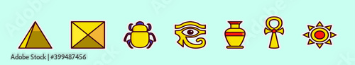 set of ancient egypt element. cartoon icon design template with various models. vector illustration isolated on blue background