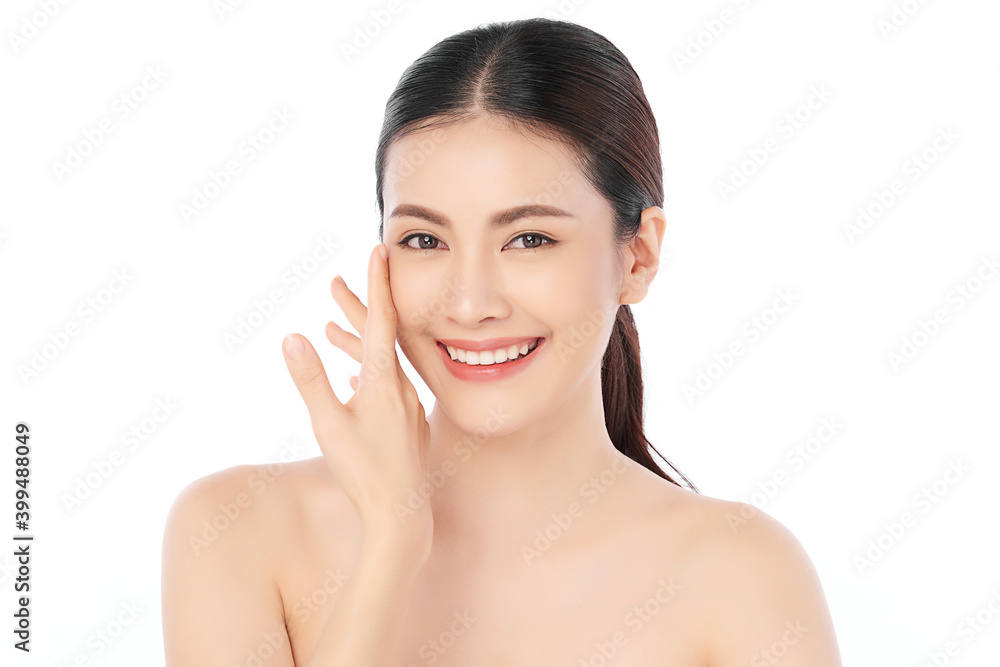 Beautiful Young asian Woman with Clean Fresh Skin, on Pink background, Face care, Facial treatment. Cosmetology, beauty and spa. Asian women portrait Beautiful Young asian Woman with Clean Fresh Skin, on Pink background, Face care, Facial treatment. Cosmetology, beauty and spa. Asian women portrait