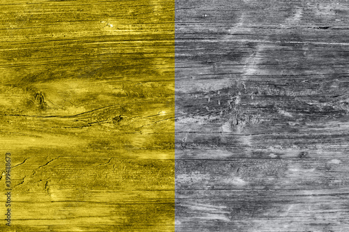 Textured old grunge wooden gray and yellow background. © Evgeniia