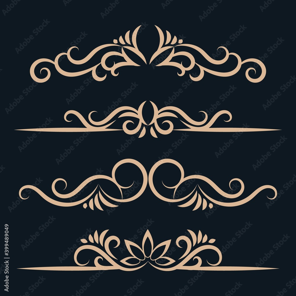 Calligraphic design elements  page dividers. Divider ornament page  ornate vector illustration.
