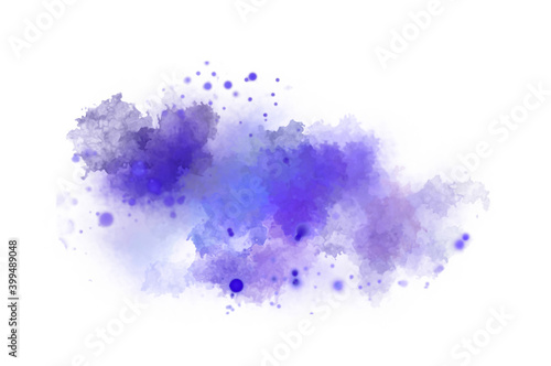 Watercolor painted background with blots and splatters. Brush stroked painting. 2D Illustration.