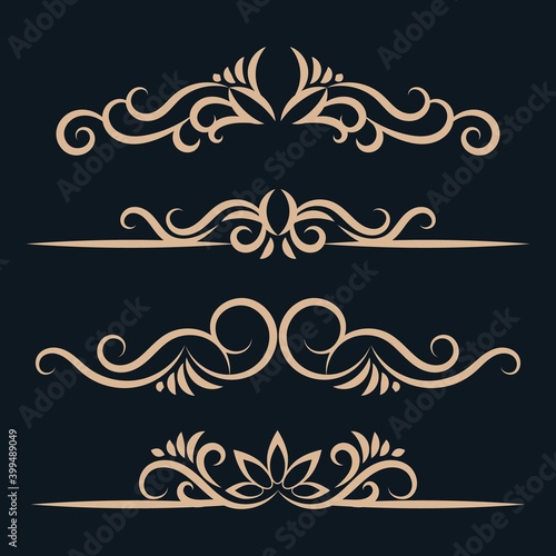 Calligraphic design elements page dividers. Divider ornament page ornate vector illustration.