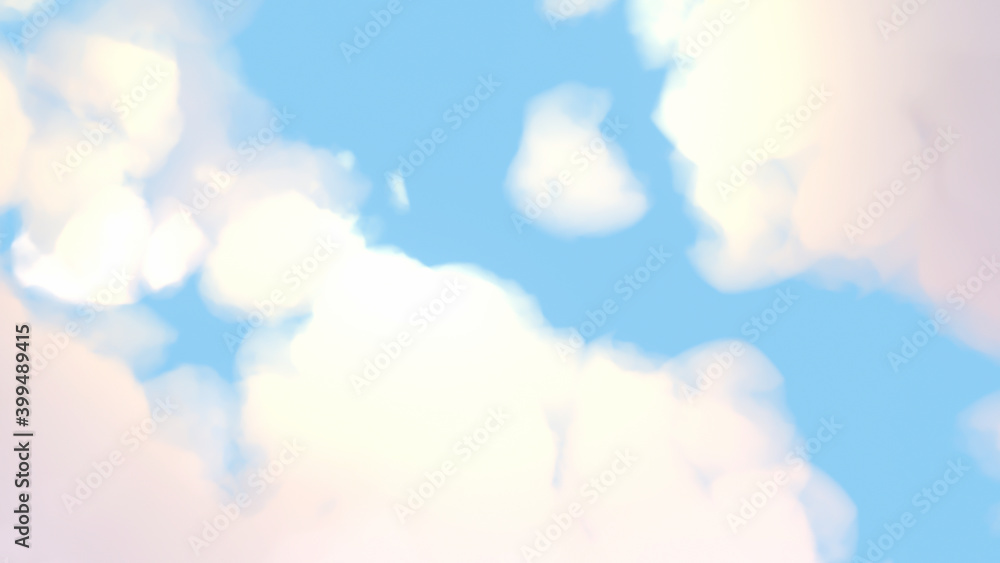 Cartoon blue sky background. 3d rendering picture.