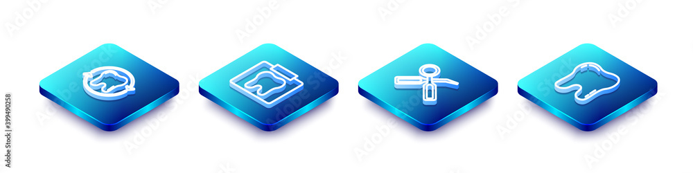 Set Isometric line Tooth whitening, X-ray of tooth, Dental inspection mirror and icon. Vector. Set Isometric line Tooth whitening, X-ray of tooth, Dental inspection mirror and icon. Vector.