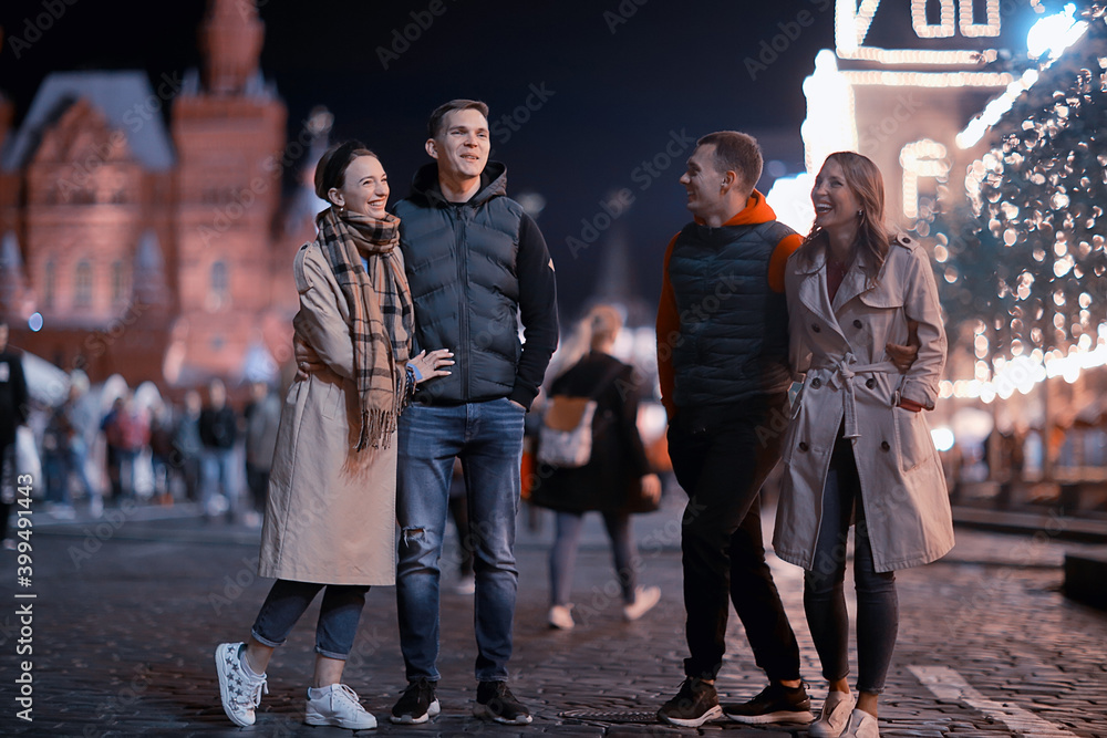 red square evening winter, a group of friends for a walk new year christmas moscow russia red square evening winter, a group of friends for a walk new year christmas moscow russia