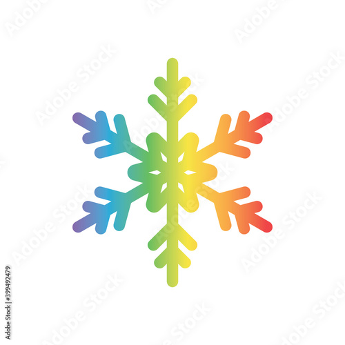 Rainbow color beautiful snowflake on white background for lgbtq Christmas concept