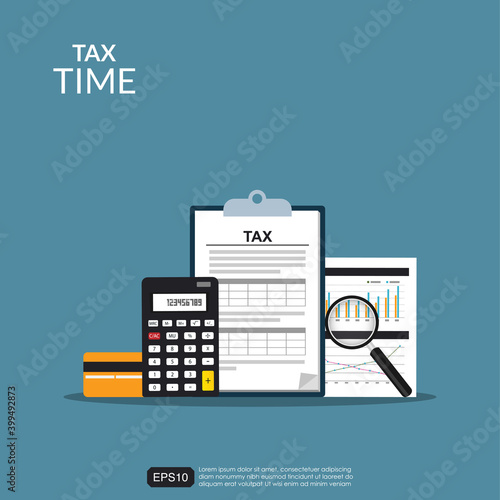 Tax accounting form concept flat vector illustration.
