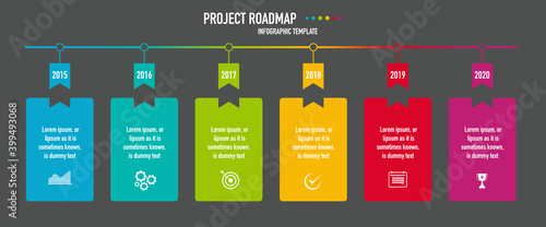 Infographics design vector and business icons with 6 options for presentation, report and website, modern project management template