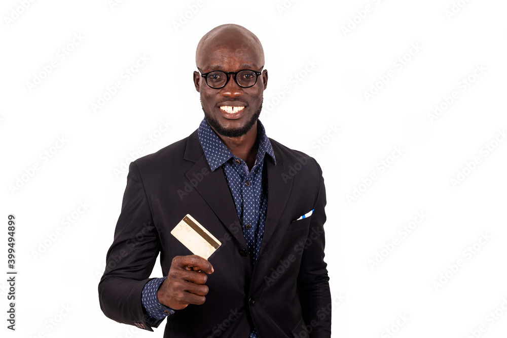 handsome adult businessman holding a credit card handsome adult businessman holding a credit card